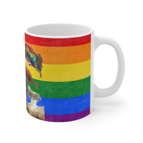 Knight Riding Unicorn Mug - Colorful Rainbow Flag Design - Whimsical Fantasy Coffee Cup for Dreamers - Image 3
