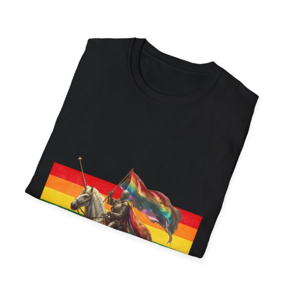 Knight Riding Unicorn T-Shirt - Rainbow Flag Fantasy Tee - Magical Adventure Shirt for Dreamers - Image 2
