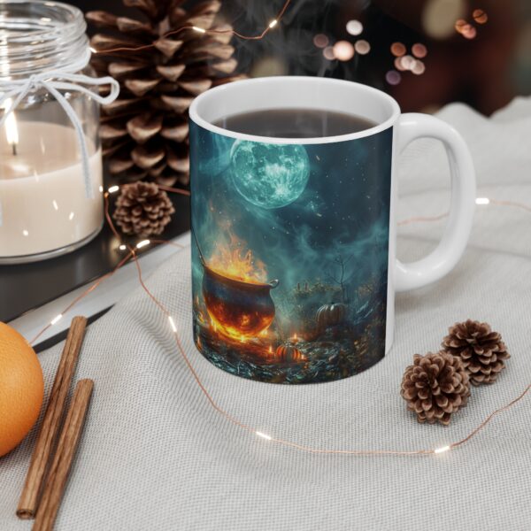 Witch's Brew Cauldron Mug perfect gift for Halloween her, coven, 11oz White Mug - Image 4